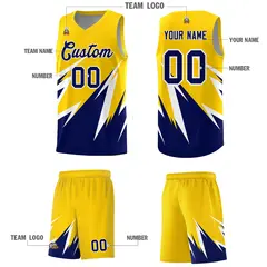 Gold Abstract Mountain Pattern Basketball Jersey 4