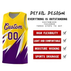 Gold Abstract Mountain Pattern Basketball Jersey 2
