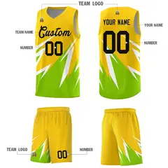Gold Abstract Mountain Pattern Basketball Jersey 4