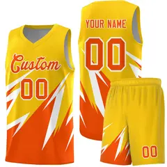 Gold Abstract Mountain Pattern Basketball Jersey 1
