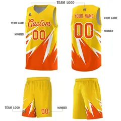 Gold Abstract Mountain Pattern Basketball Jersey 4