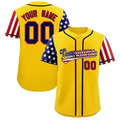 Gold American Flag Design Baseball Jersey