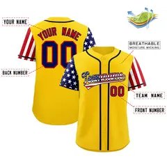 Gold American Flag Design Baseball Jersey 2