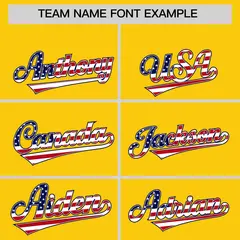 Gold American Flag Design Baseball Jersey 3