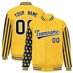 Gold American Flag Varsity Letterman Bomber Jacket 1