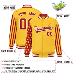 Gold American Flag Varsity Letterman Bomber Jacket 2