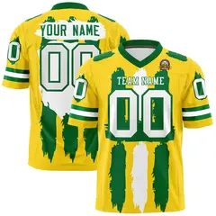Gold and Kelly Green Graffiti Flag Football Jersey 1