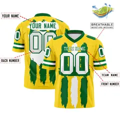 Gold and Kelly Green Graffiti Flag Football Jersey 2