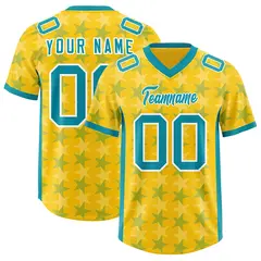 Gold Aqua All Star Graffiti Pattern Football Jersey 1