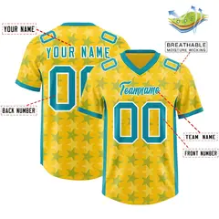 Gold Aqua All Star Graffiti Pattern Football Jersey 2