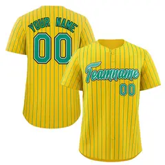 Gold Aqua-Black Stripe Fashion Baseball Jersey