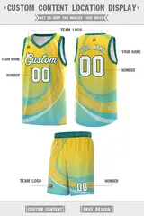 Gold Aqua Galaxy Graffiti Pattern Basketball Jersey 2