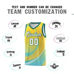 Gold Aqua Galaxy Graffiti Pattern Basketball Jersey 3