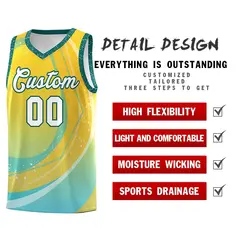 Gold Aqua Galaxy Graffiti Pattern Basketball Jersey 4
