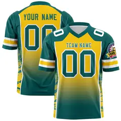 Gold Aqua Gradient Side Pattern Authentic Football Jersey