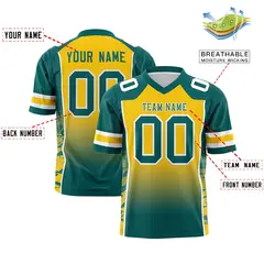 Gold Aqua Gradient Side Pattern Authentic Football Jersey 2