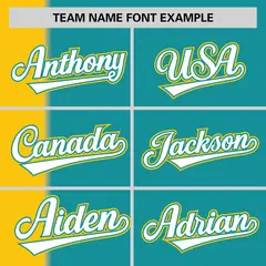 Gold Aqua Gradient Stripe Two-Button Softball Jersey 3