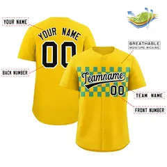 Gold Aqua Plaid Fashion Authentic Baseball Jersey 2