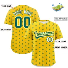 Gold Aqua Polka Dot Graffiti Authentic Baseball Jersey 2