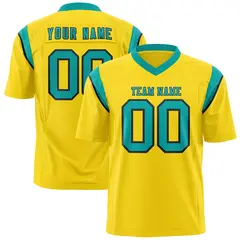 Gold Aqua Shoulder Cut Two-Tone Flag Football Jersey 1