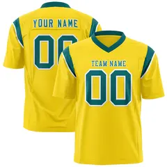 Gold Aqua Shoulder Cut Two-Tone Flag Football Jersey