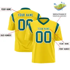 Gold Aqua Shoulder Cut Two-Tone Flag Football Jersey 2