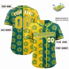 Gold Aqua Split Flower Graffiti Authentic Baseball Jersey 2