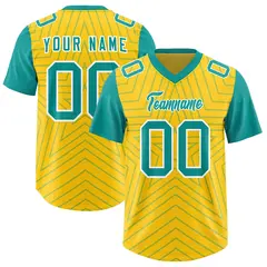 Gold Aqua Star Pattern Raglan Sleeves Football Jersey 1