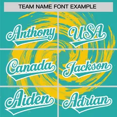 Gold Aqua Swirl Graffiti Pattern Authentic Baseball Jersey 3
