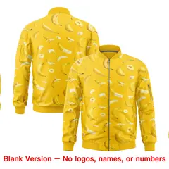 Gold Banana Pattern Varsity Letterman Bomber Jacket 8