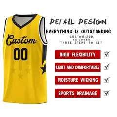 Gold Black and White Gradient Star Graffiti Basketball Jersey 2