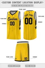 Gold Black and White Gradient Star Graffiti Basketball Jersey 5