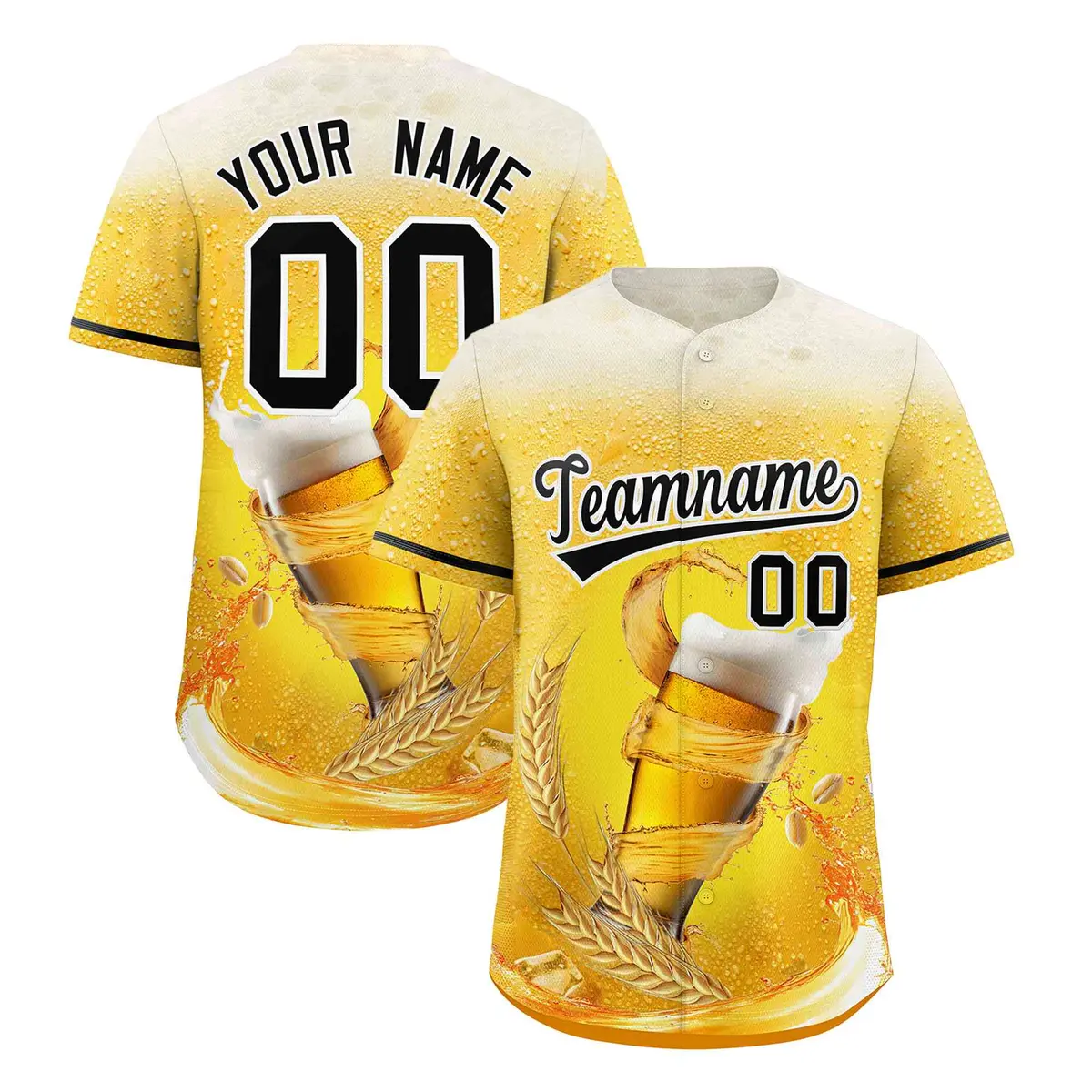 Gold Black Beer Pattern National Beer Day Baseball Jersey