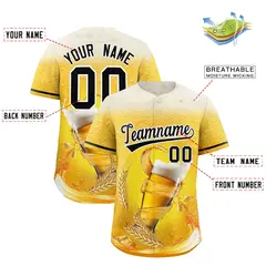 Gold Black Beer Pattern National Beer Day Baseball Jersey 2