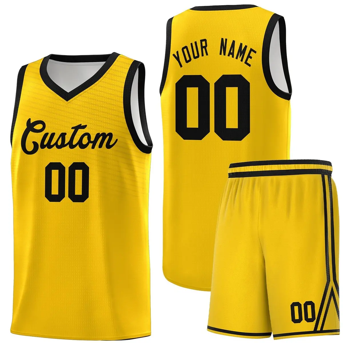 Gold Black Chest Slash Pattern Basketball Jersey