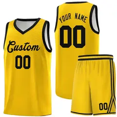Gold Black Chest Slash Pattern Basketball Jersey 1