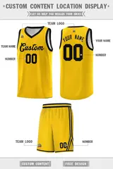 Gold Black Chest Slash Pattern Basketball Jersey 2