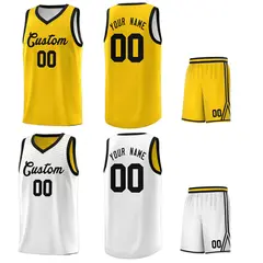 Gold Black Chest Slash Pattern Basketball Jersey 4
