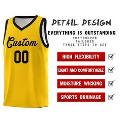 Gold Black Chest Slash Pattern Basketball Jersey 5
