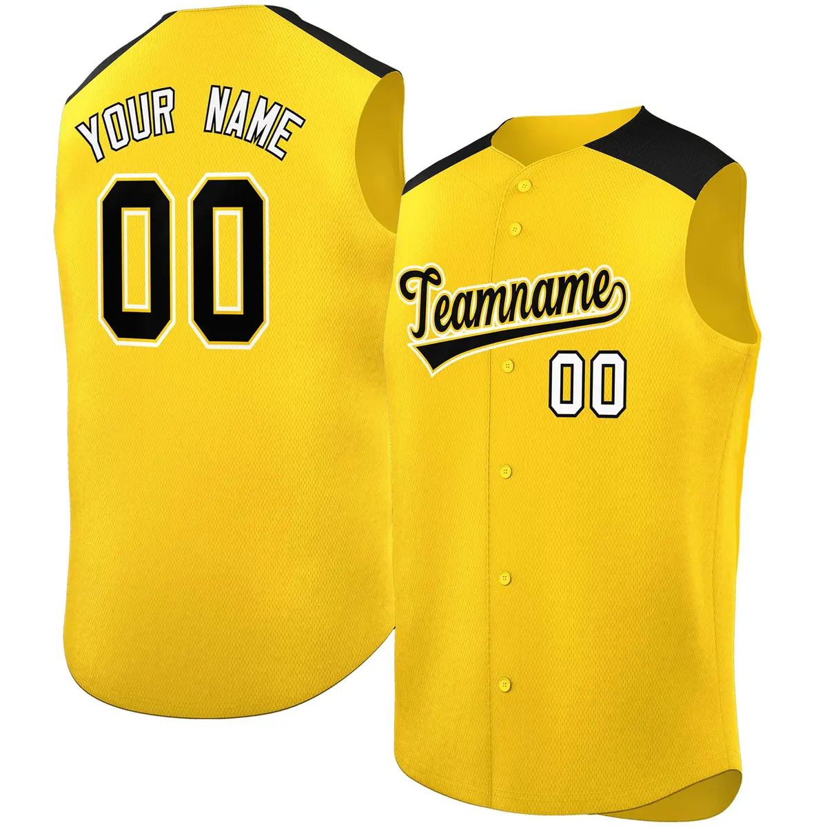 Gold Black Classic Authentic Sleeveless Baseball Jersey