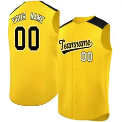 Gold Black Classic Authentic Sleeveless Baseball Jersey