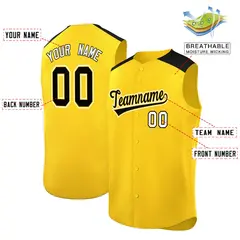 Gold Black Classic Authentic Sleeveless Baseball Jersey 2