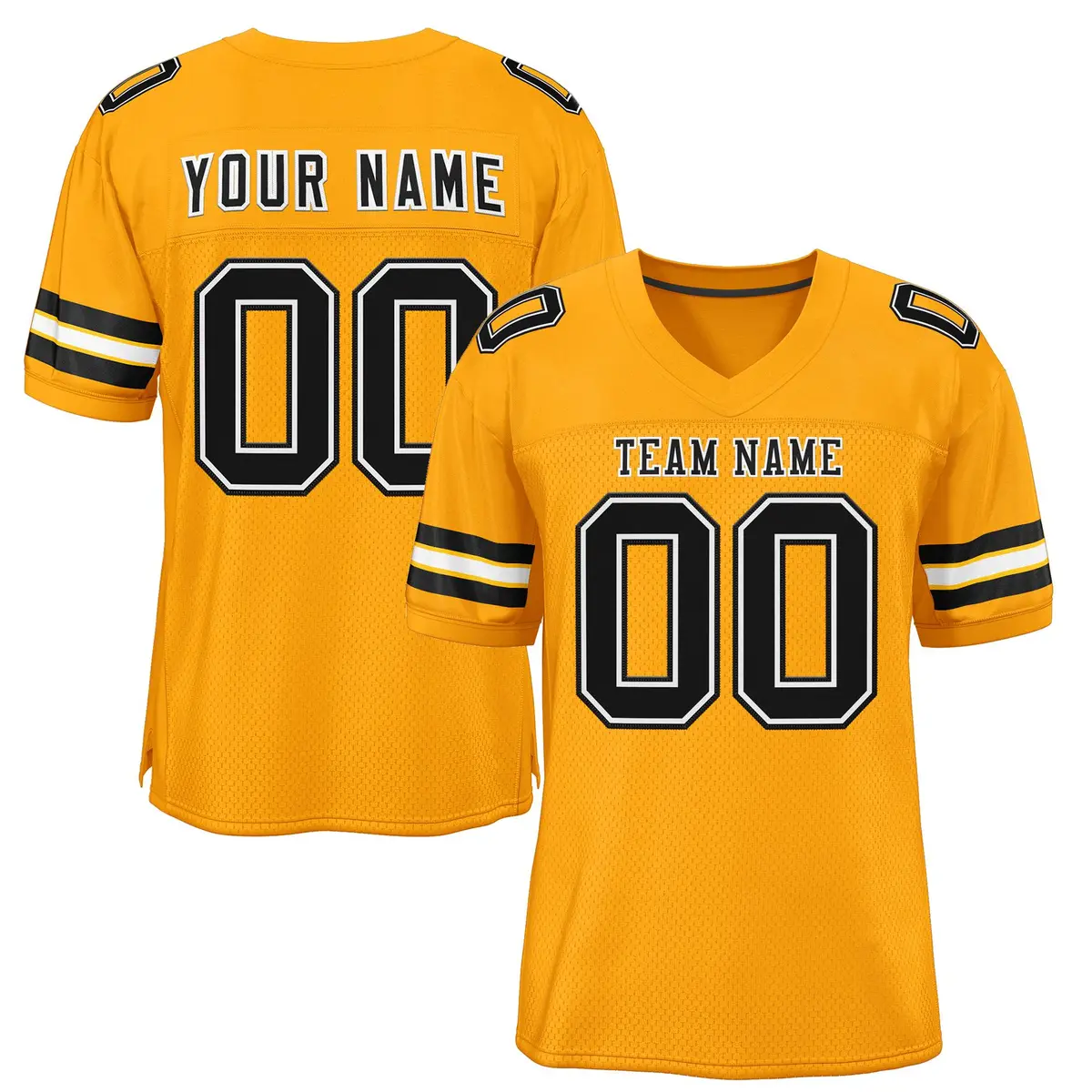 Gold Black Classic Style Mesh Football Jersey