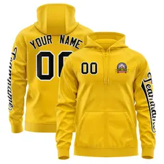 Gold Black Classic Varsity Full-Zip Letterman Jacket Hoodie 1