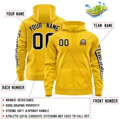 Gold Black Classic Varsity Full-Zip Letterman Jacket Hoodie 4