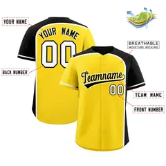 Gold Black Color Block Authentic Baseball Jersey 2