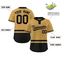 Gold Black Color Block Authentic Two-Button Softball Jersey 2
