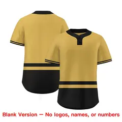 Gold Black Color Block Authentic Two-Button Softball Jersey 3