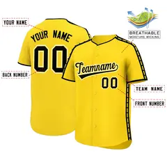 Gold Black Color Block Side Dotted Line Baseball Jersey 2