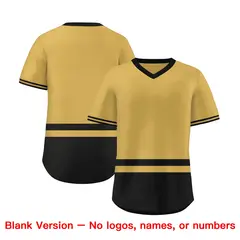 Gold Black Color Block V-Neck Pullover Baseball Jersey 3